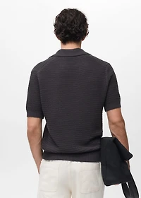 Crochet cotton polo shirt