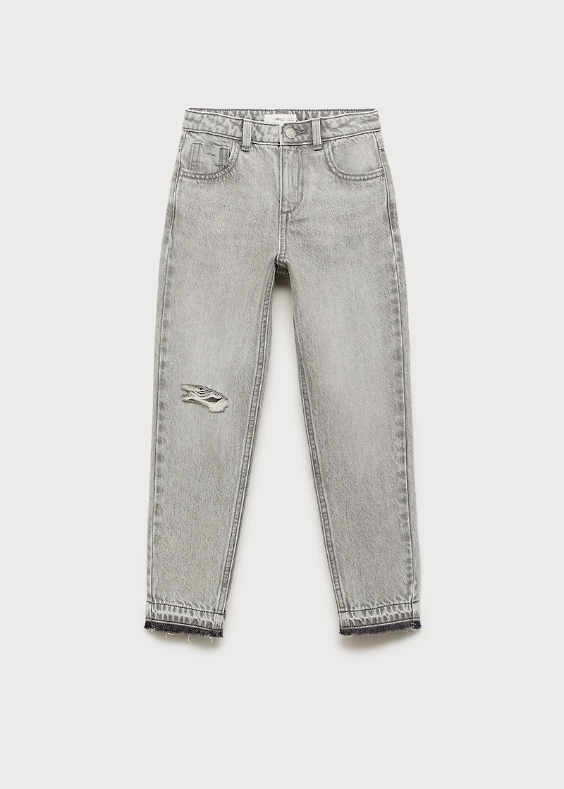 Mom fit decorative rips jeans
