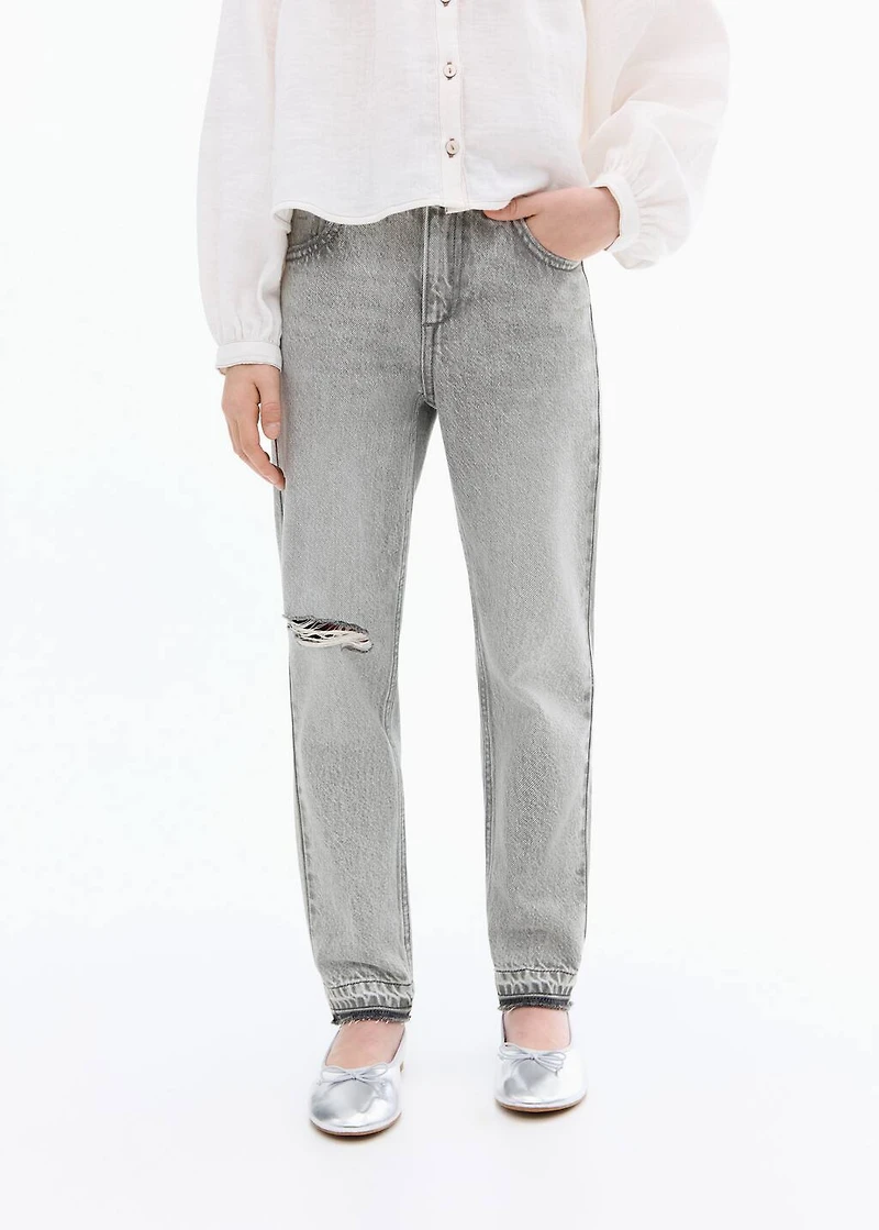 Mom fit decorative rips jeans
