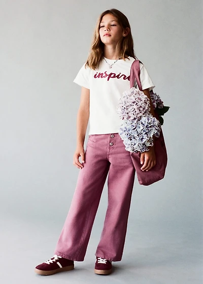 Button-down culotte jeans