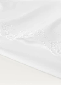 Cotton top sheet with lace embroidery for 709/787 inches bed