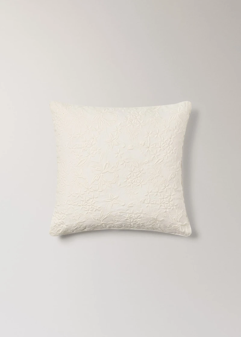 Cotton linen embroidered cushion cover 50x50 cm