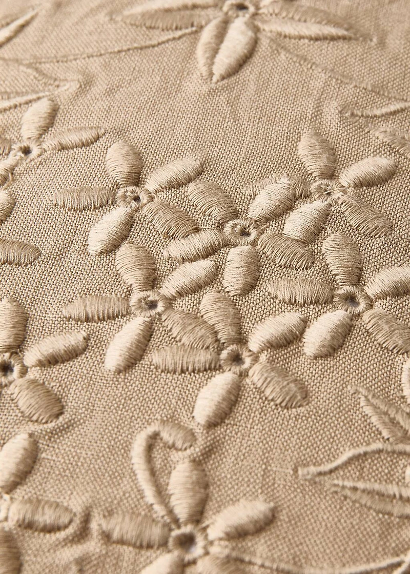 Cotton linen embroidered cushion cover 30x50 cm