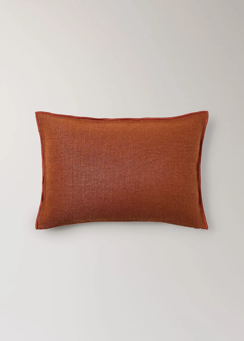 Linen cushion cover with trim 16x24 inches