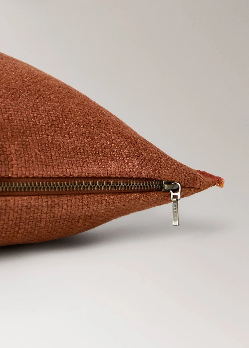 Linen cushion cover with trim 16x24 inches