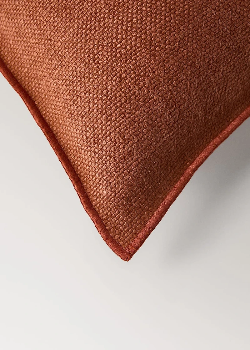Linen cushion cover with trim 16x24 inches