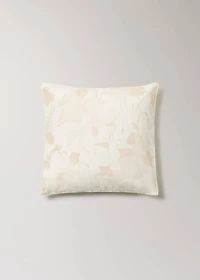 Floral-print cushion cover with velvet piping 50x50 cm