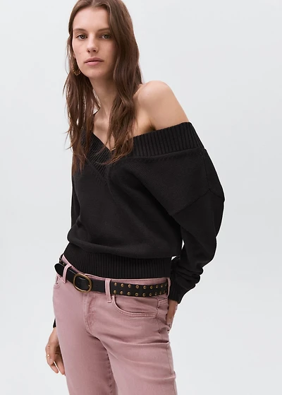 V-neck knit sweater