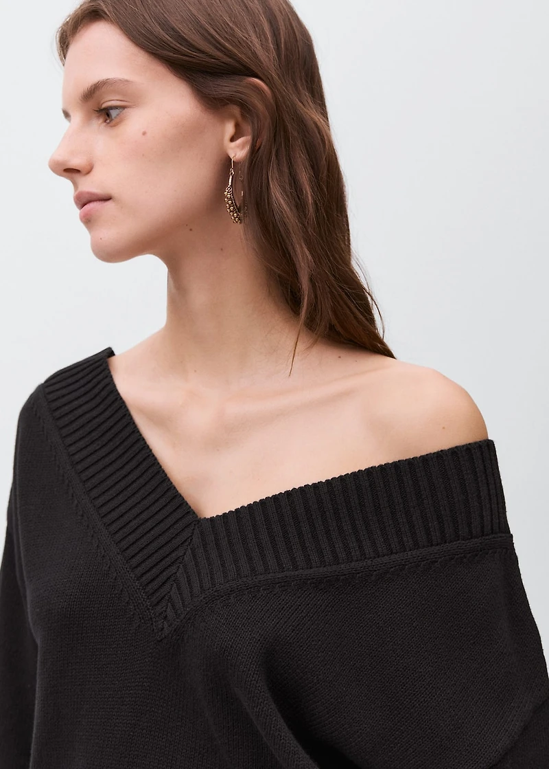V-neck knit sweater