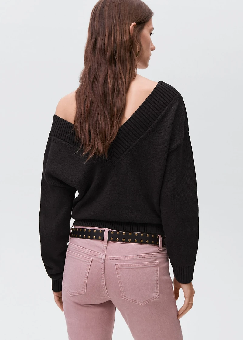 V-neck knit sweater