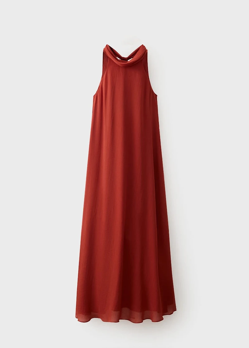 Long dress with bow neck