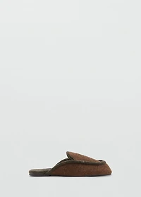Herringbone fabric mule slippers