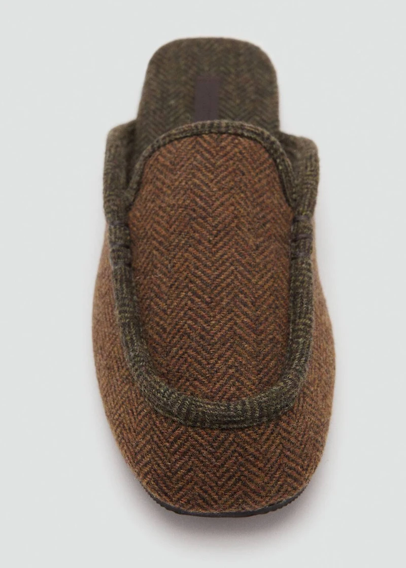 Herringbone fabric mule slippers