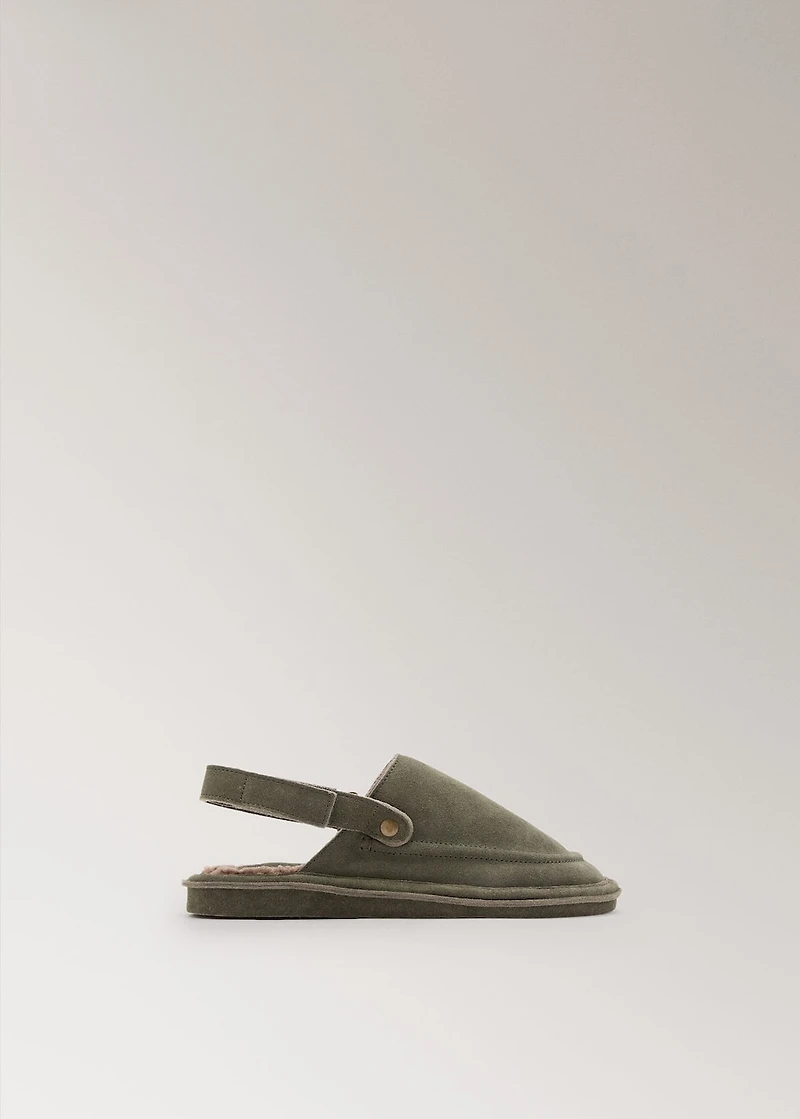 Leather slippers with shearling lining