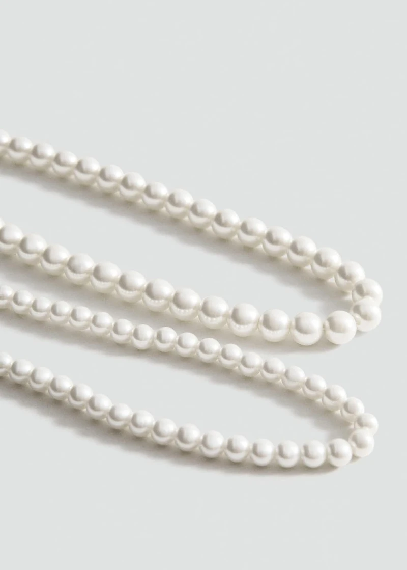 Double pearl crystal necklace