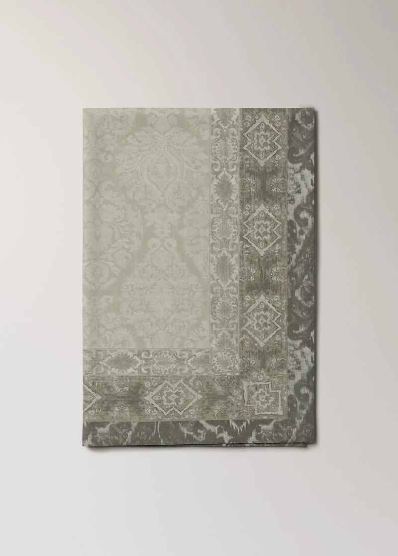 Damask-print cotton tablecloth for 8 to 10 diners