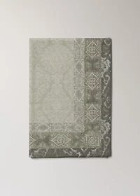 Damask-print cotton tablecloth for 6 to 8 diners