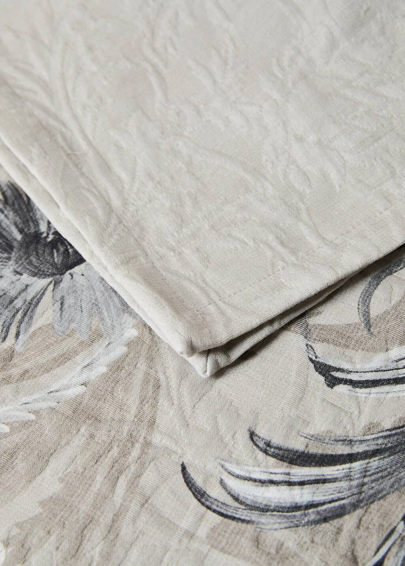 Cotton jacquard floral-print tablecloth for 6 to 8 diners