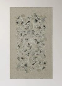 Jacquard cotton floral-print tablecloth for 2 to 4 diners