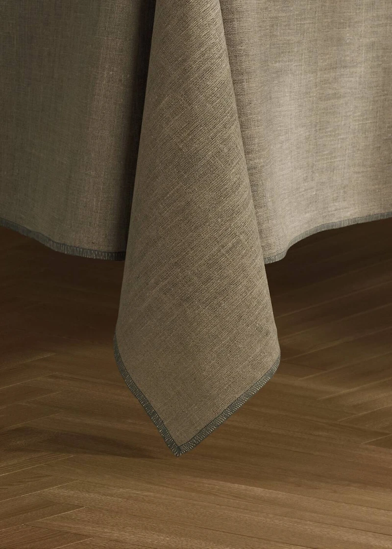 100% resin-coated linen tablecloth with contrasting overlock for 6 to 8 diners