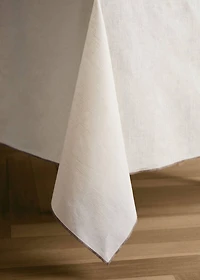 Resin-coated linen tablecloth with contrast overlock for 2 to 4 diners