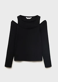 Ribbed cut-out T-shirt