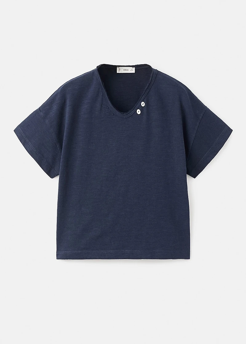 T-shirt with mother-of-pearl button detail