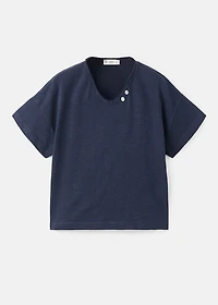 T-shirt with mother-of-pearl button detail