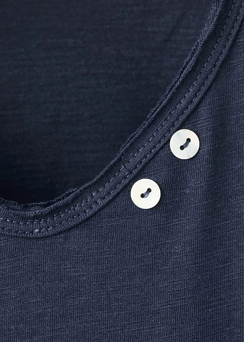 T-shirt with mother-of-pearl button detail