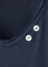 T-shirt with mother-of-pearl button detail