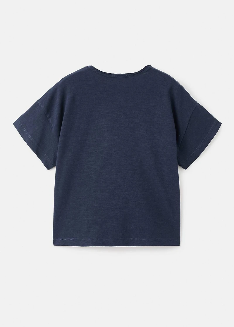 T-shirt with mother-of-pearl button detail