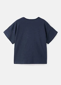 T-shirt with mother-of-pearl button detail