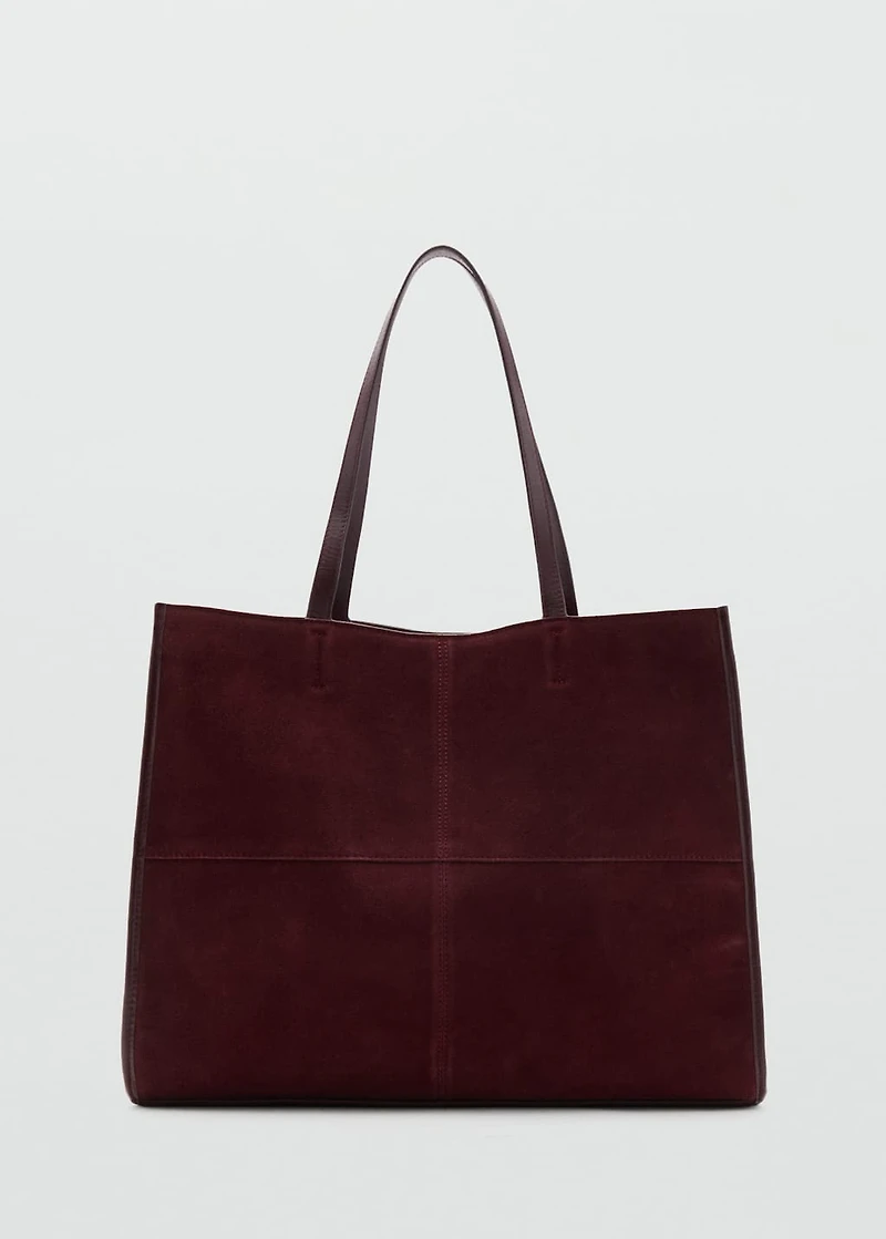 Suede leather shopper bag