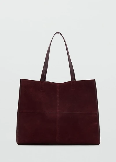 Suede leather shopper bag