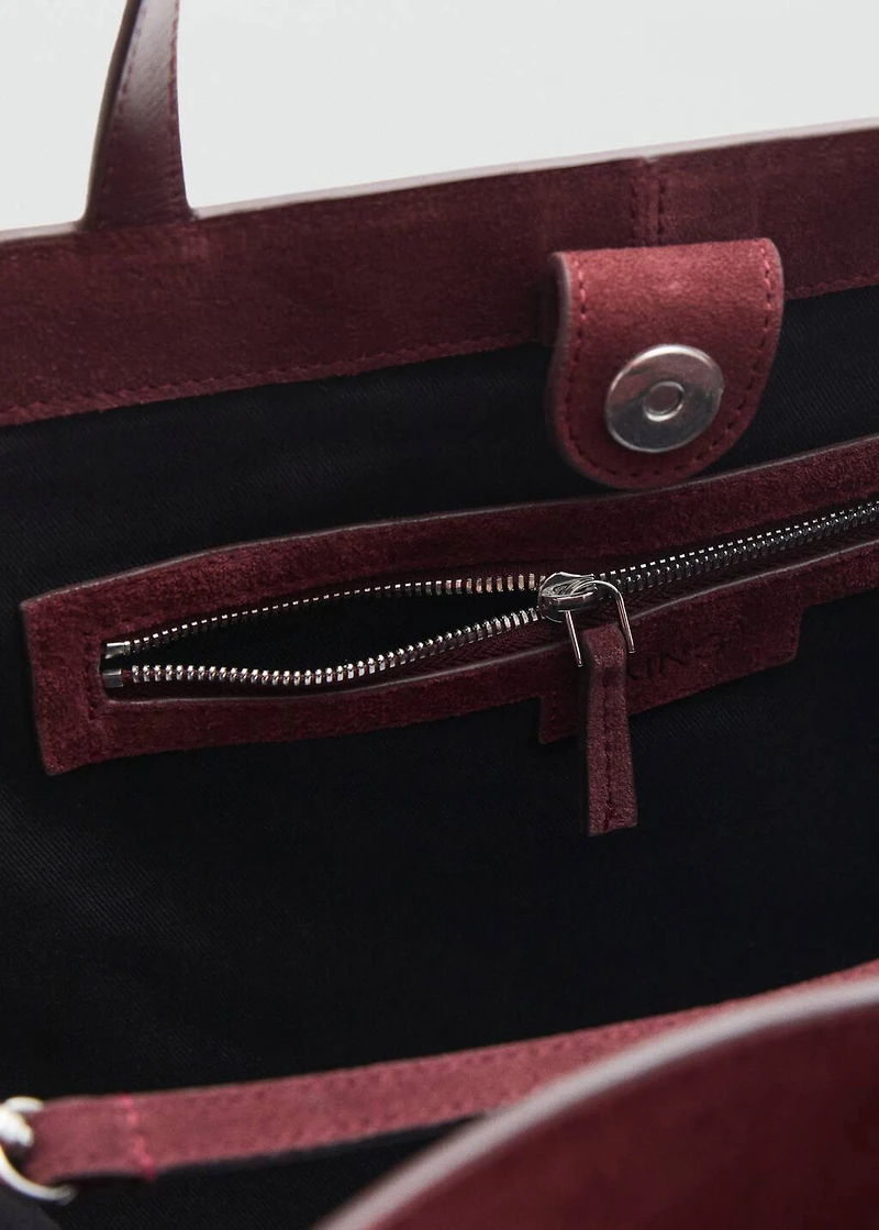 Suede leather shopper bag