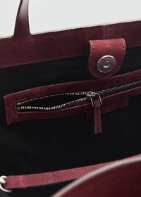 Suede leather shopper bag