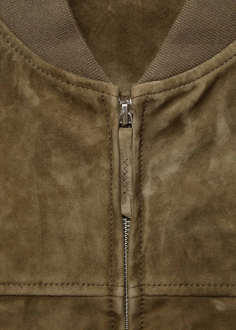 Suede leather bomber jacket