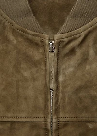 Suede leather bomber jacket