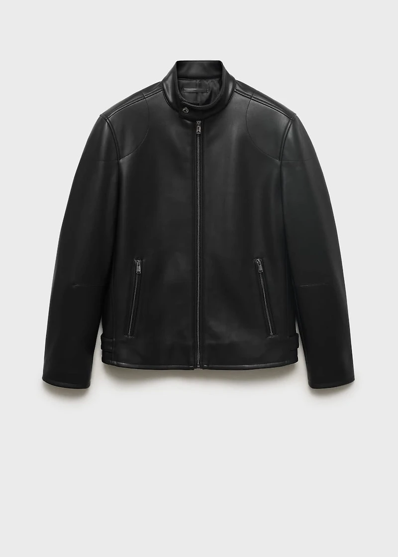 Zip-up leather-effect jacket