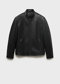 Zip-up leather-effect jacket