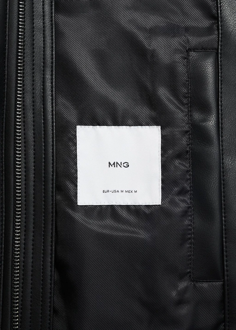 Zip-up leather-effect jacket