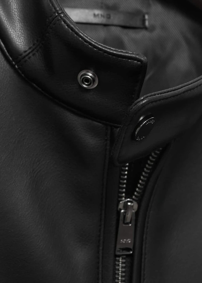 Zip-up leather-effect jacket