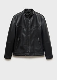 Zip-up leather-effect jacket