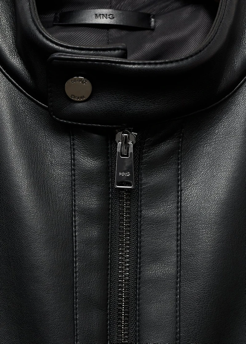 Zip-up leather-effect jacket