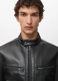 Zip-up leather-effect jacket