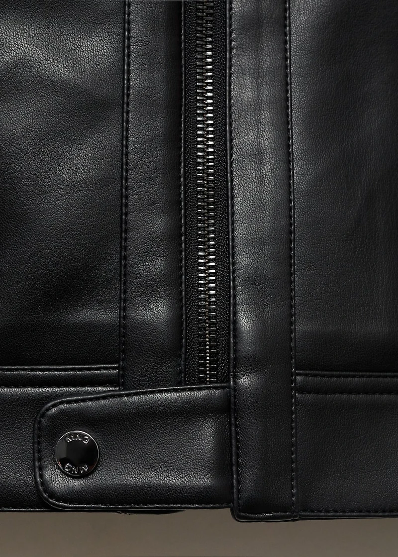 Zip-up leather-effect jacket
