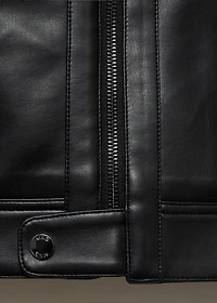 Zip-up leather-effect jacket