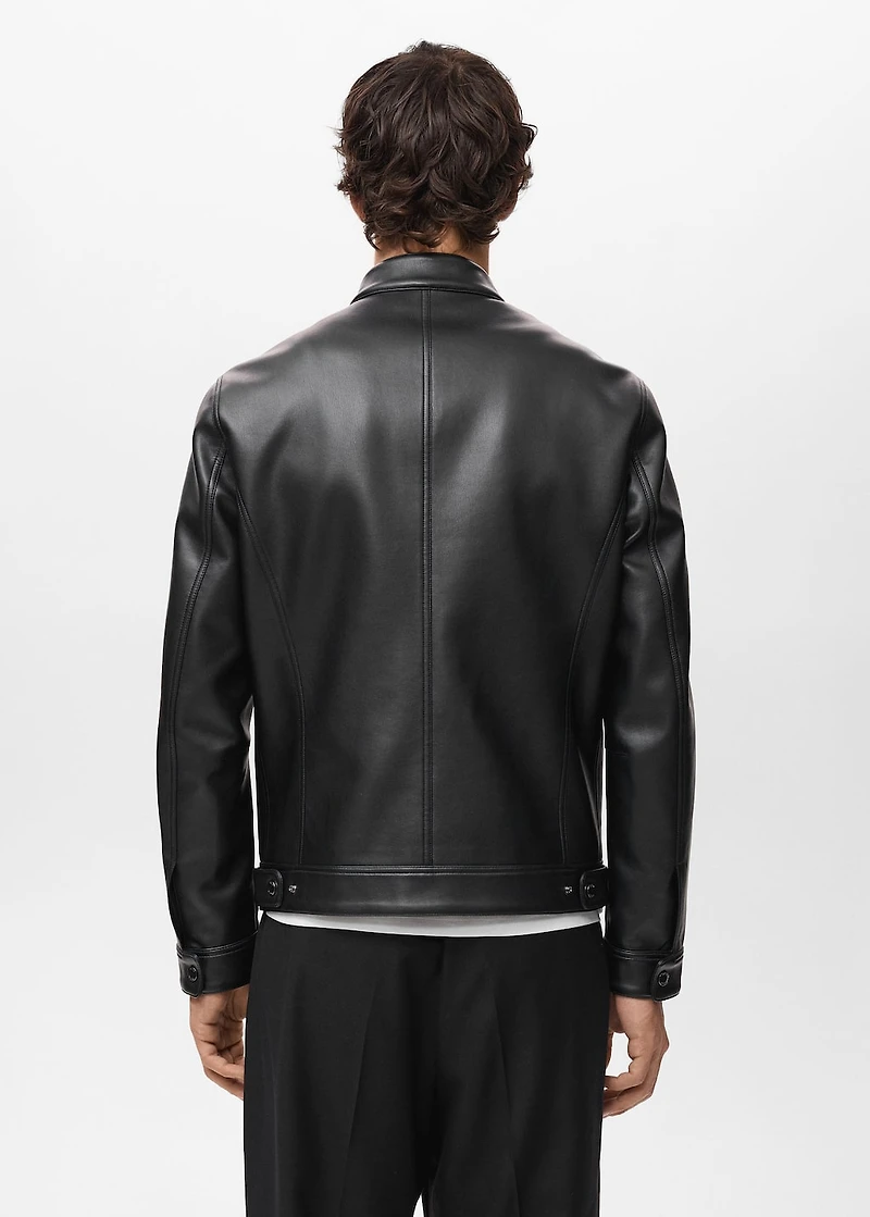 Zip-up leather-effect jacket