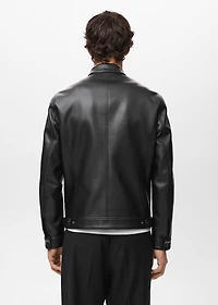 Zip-up leather-effect jacket
