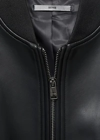 Leather-effect bomber jacket